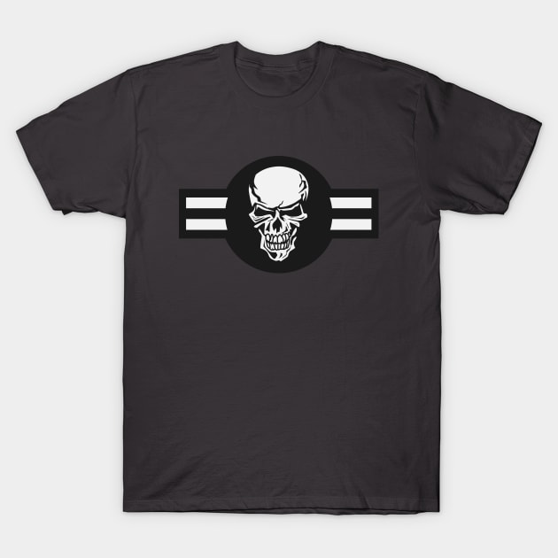 Military aircraft roundel emblem with skull illustration T-Shirt by hobrath